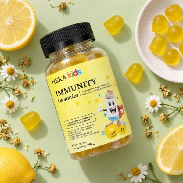 HEKA Immunity Kids Gummies HEKA Immunity Kids Gummies with fresh lemons and chamomile flowers