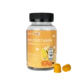 Kozarec HEKA Multivitamin Kids Gummies z oranžnimi gumijastimi bonboni poleg njega